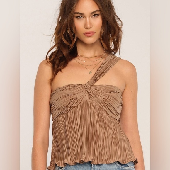 Heartloom January Asymmetric Silky Babydoll Top in Cafe Brown Size Large - Picture 2 of 15